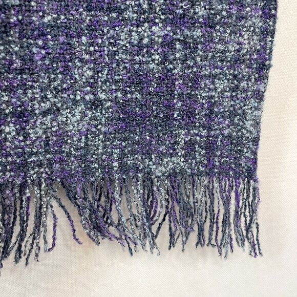Mucros Handwoven in Ireland Wool Fringe Scarf Gray Purple Abstract Plaid - Picture 3 of 5
